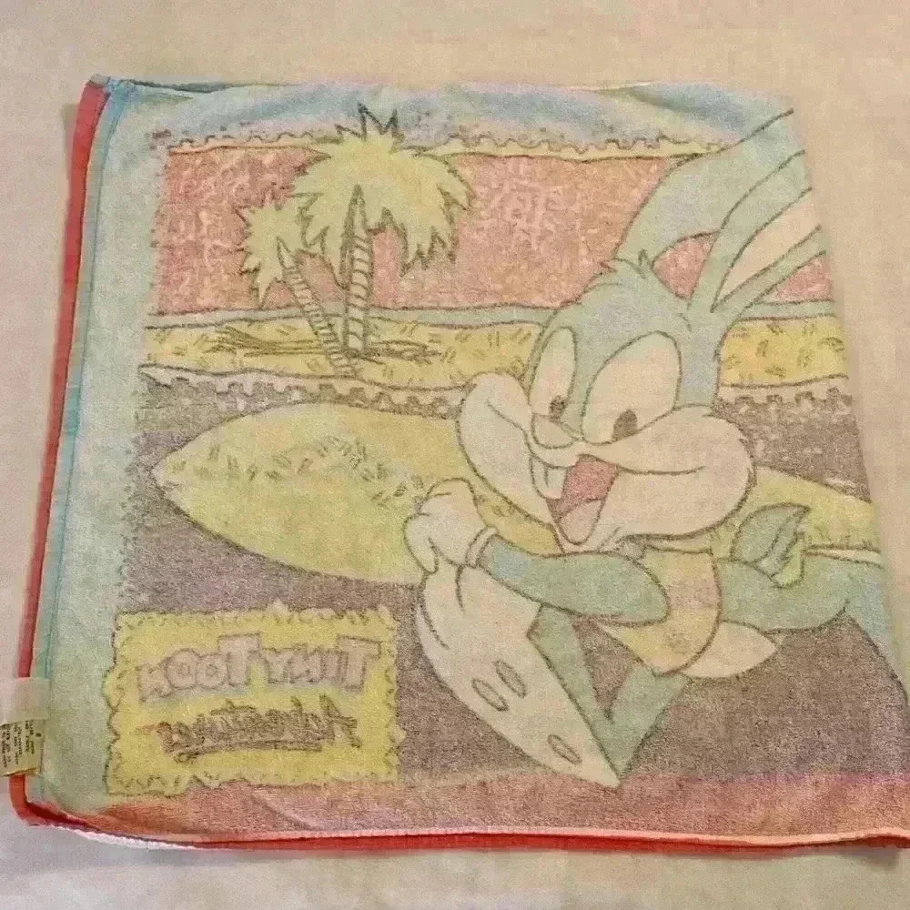 Vintage 1991‎ Tiny Toon Adventures Beach Towel Featuring Buster & Babs Bunny - Picture 12 of 16